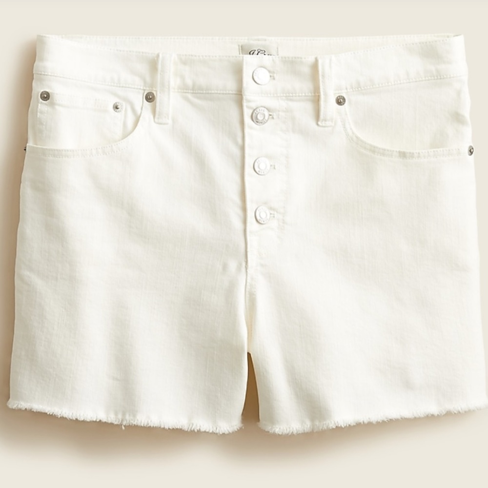 J Crew High-rise denim short white with button fly 30